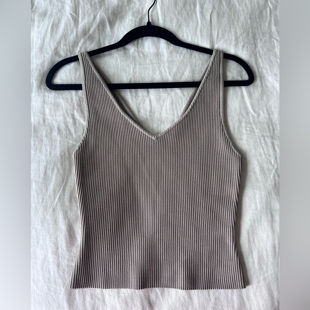 Aritzia Ribbed V-Neck Camisole - Beige